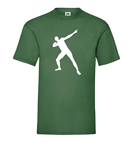 Camiseta para hombre Usain Bolt Pose verde botella XL