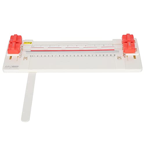 Cortador de papel de liar 4 en 1, recortador de fotos portátil con medidor de plegado ondulado de puntos rectos, cortador de papel multifuncional A3 A4 para el hogar, escuela, (Blanca)