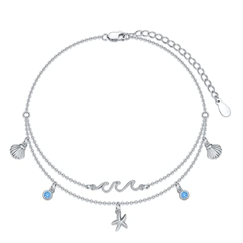 Image of VONALA Evil Eye Anklet 925 Sterling Silver Irish Celtic Knot /Witches Knot /Claddagh /Infinity Heart /Butterfly /Pineapple Chain Hotwife Anklet Foot Ankle Jewerly Gift for Women Mother Wife Sisters