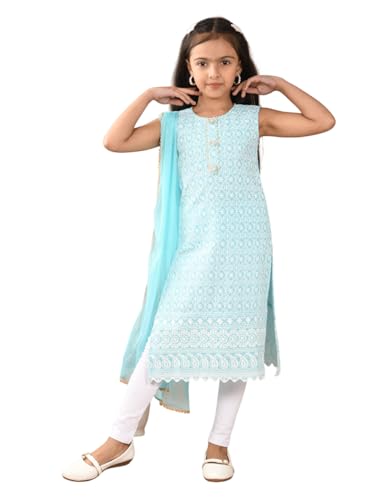 Image of Girls Cotton Kurti Set with Dupatta, Kids