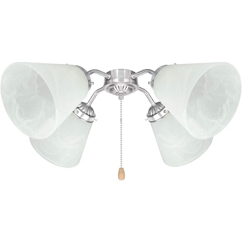 Image of Set of 4 Premium Ceiling Fan Light Covers, Transitional Style Milky Glass Alabaster Shade, YELOKIE Perfect Ceiling Fan Replacement Glass Accessories, Standard 2-1 /8 inch Fitter Size