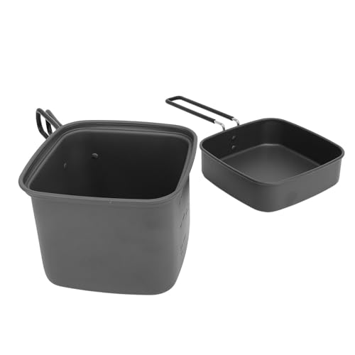 SIXRUN Pentola da Campeggio Professionale, Set di Pentole da Campeggio All'aperto in Lega di Alluminio, Silicone Antiscivolo per Bollire, Grigliare e Friggere
