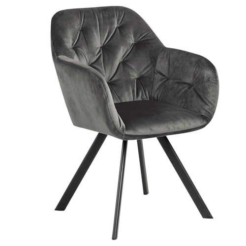 AC Design Furniture Kerstin Stuhl, Samt, B: 57,5 x H: 81,5 x T: 61,5 cm, 1 Stück, 82122, Grau