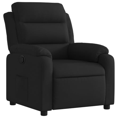 WRJENFSC Sillón de relax de tela negra, 75 x 92,5 cm, función de reclinación manual, 135°, sofá acolchado grueso para salón, dormitorio, balcón, habitación de invitados