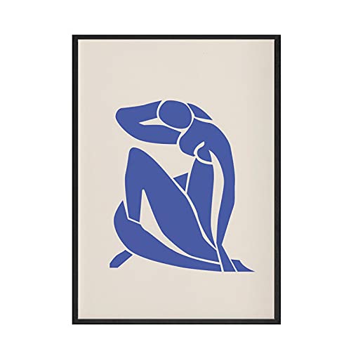 Matisse Affiche Abstraite Bleu et Noir triptyque 40x60cm pour décoration murale