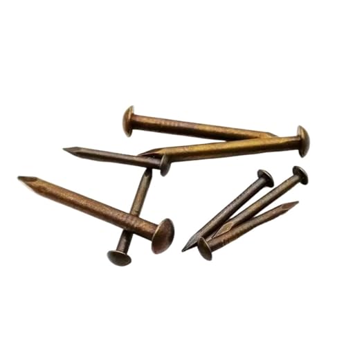 Clavos pequeños mini cabeza redonda 100 piezas 1.2 mm x 8 mm cobre puro latón antiguo para muebles bisagra tambor miniatura 1
