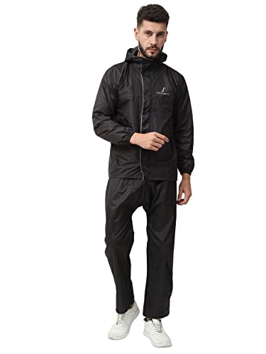 Image of FabSeasons Heavy Duty Printed Reversible Double Layered Waterproof Raincoat set with adjustable Hood & Deep Mobile Pocket