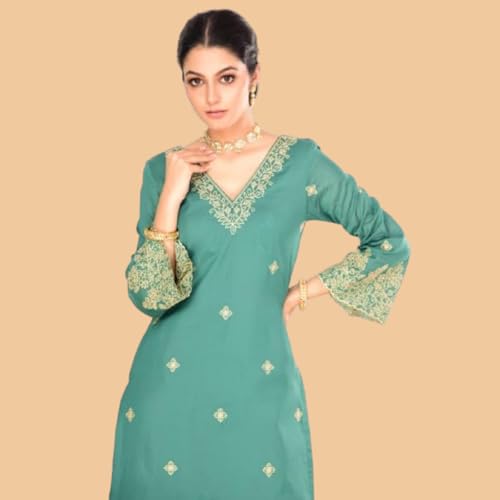 Image of Suppar Sleave Embroidered Salwar Suit for Women Party Kurta Set For Women Modern Ethnic Wear