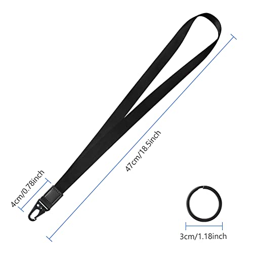 Vicloon Umhängeband Schlüsselband, Schlüsselband Lanyard, Neck Lanyard strip mit und echtem Leder, mit Metall Ring, für Schlüssel, ID Badge Card Holder, Brieftaschen und Ausweishalter(Schwarz)
