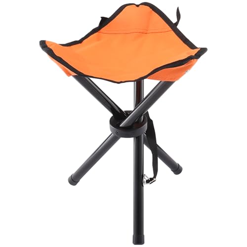KKONHII Travel Folding Camping Stool Portable Outdoor Tripod Seat Orange Collapsible Tripod Stool Chair for Adults for Outdoor Travel Camp Picnic Fishing Hunting Walking Hiking