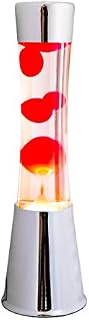 Fisura - Orange Magma lamp from The 70s. Chrome Base, Transparent Liquid and Orange Motion lamp. 2 Wax lamp Bulbs Included. 11 cm x 11cm x 39,5 cm. UK Plug.