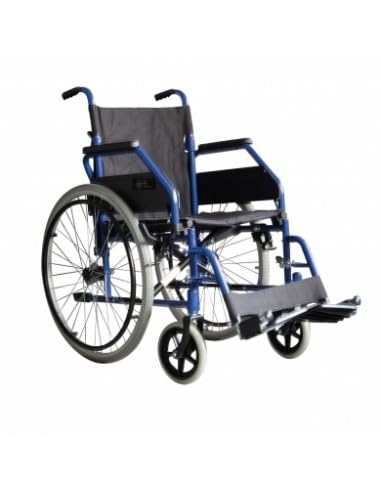 Blu tinta unita Carrozzina autospinta Reha-PP42-Sedia a Rotelle Pieghevole, Telaio in Acciaio - Seduta 42 cm, Portata 130 kg - Intermed Reha Prima colore Blu