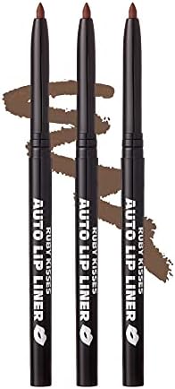 Ruby Kisses Auto Lip Liner Pencil, Long Lasting, Smooth Application Mechanical Lip Liner Pencil 3 PACK (Cappuccino)