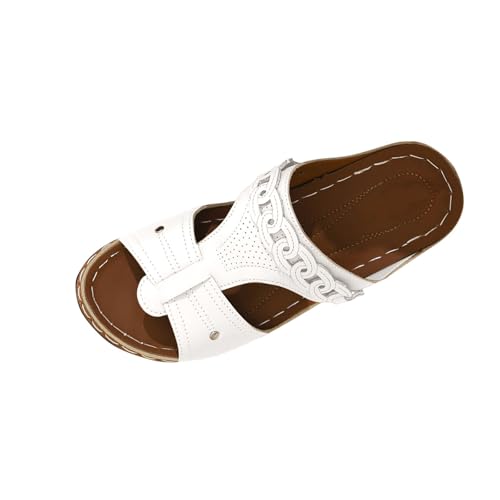 Pantoufles d'été à semelle épaisse confortables pour femme couleur blanc taille 39.5
