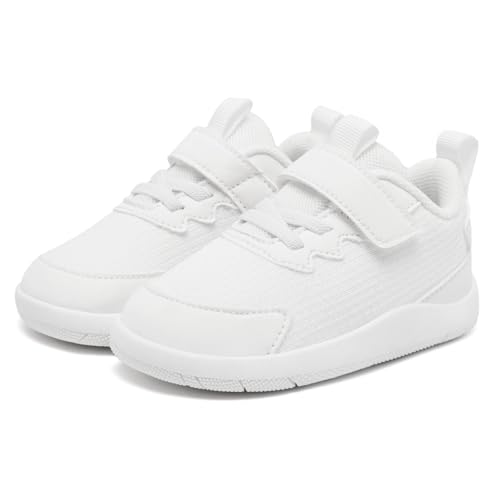 MORENDL Wide Toddler Shoes Boys Sneakers Baby Walking Shoes Boy Running Shoe Comfort Tennis Outdoor Activities White 18-24months