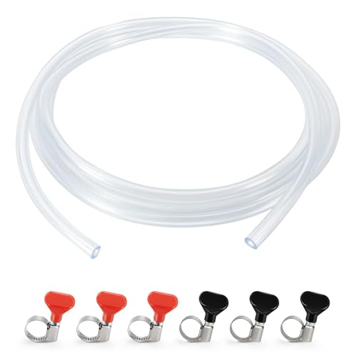10 Feet - Dbgogo Beer Line Tubing 3/16 ID 7/16 OD Clear Vinyl Kegerator Beer Line Replacement Kit Food Safe Beer Hose for Kegerator D Coupler Beer Tower Wine Making Keg Beer Line with Hose Clamps