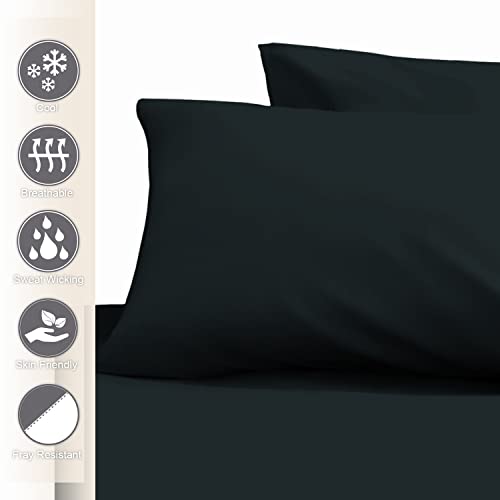 Pizuna 100% Cotton Housewife Pillowcases 2 Pack Black 48x74cm, 400 Thread Count Long Staple Combed Cotton Pillow Cover - Image 2