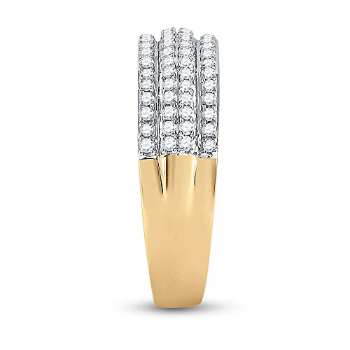 His and Hers Bridal Womens and Mens Engagment and Wedding Band Complete Trio Matching Wedding Rings Set 14K Yellow Gold Round Diamond Cluster 1-1/3 Cttw3