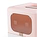 GLOGLOW Cat Litter Box, Practical Enclosed Design PP Material Cat Litter Box with Scoop Portable Foldable Anti Splashing 2 Doors Cat Toilet with Lock for Pet Supplies (Pink)
