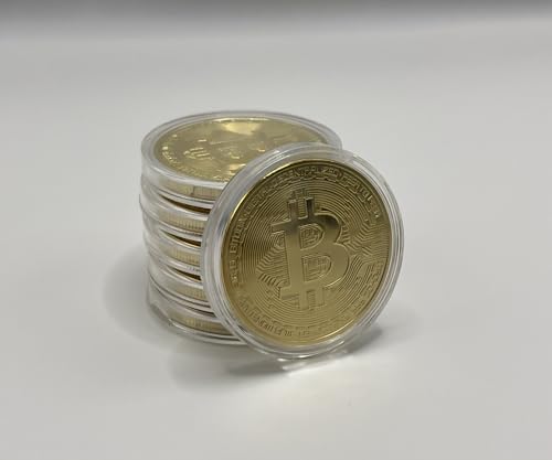 6PCS Gold Plated Bitcoin Coins - 40mm Diameter, 3mm Thickness Commemorative Physical BTC Cryptocurrency Collectible with Clear Protective Case, for Blockchain Enthusiasts - Image 6