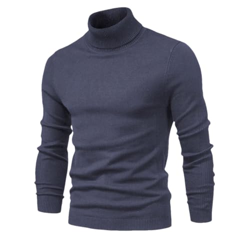 Solid Color Casual Simple Classic High Collar Knitted Warm Slim Fit Men's Sweater