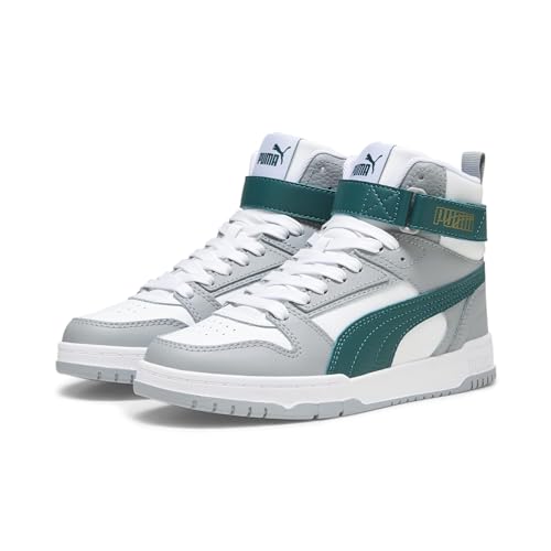 Image of PUMA Sneaker, White Malachite Cool Mid Grey Gold, 5 US Unisex Big Kid