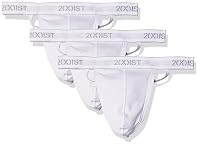 2(X)IST Mens Essential Cotton Y-Back Thong 3-packUnderwear, White, Small