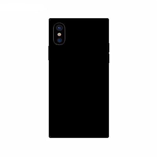 YonMeet Square Phone case for iPhone X 7 8 Plus TPU Soft Shockproof Simple Retro Back Cover Shell Casing (iPhone 7Plus/8Plus 5.5'', Black)