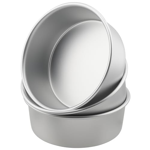 YIXNSW Lot de 3 moules à gâteau, ronds, en aluminium, 19 cm, pour gâteaux d'anniversaire, mariages, gâteaux de Noël, fêtes, faciles à nettoyer, argentés