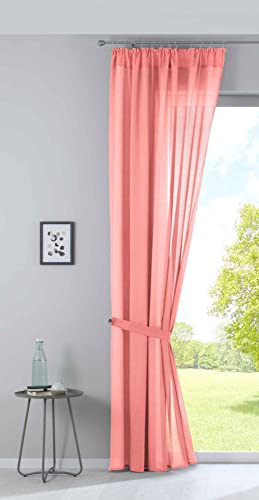 Gardinenbox Visillo Nizza 2019031 - Cortina de Gasa de algodón (254 x 135 cm), Color Coral Transparente