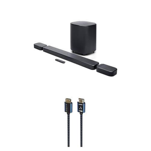 JBL BAR-700-MK2 Surround Sound 4K Dolby Atmos Passthrough Soundbar with an Austere 5S-4KHD2-2.5M