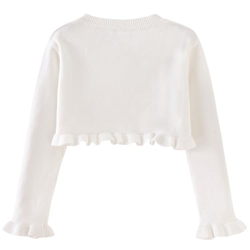 Girls Kids Bolero Cardigan Sweater Cute Ruffle Design Long Sleeve Button Knit Shrug Cropped Cover Up Jacket Tops2