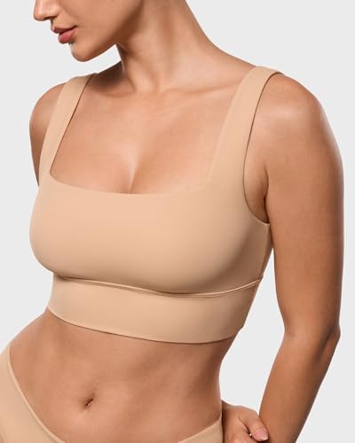 Image of INLYRIC Women's Inbarely Outwear Longline Square Neck Bralette Supportive Unlined No Underwire Yoga Sports Bra