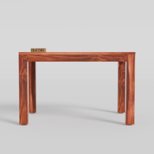Image of 45 Inch Length Solid Sheesham Wood 4 Seater Dining Table Set | Four Seater Dinner Table with 4 Cushions Chairs | Dinning Table Set 4 Seater for Living Room | Table & Chair Set | Honey Finish