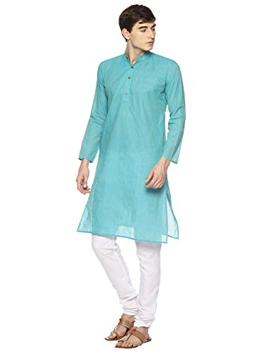 Men's Cotton Kurta Indian Kurta Classic Mandarin Collar Full Sleeves Side Split Ethnic Wear for Wedding4