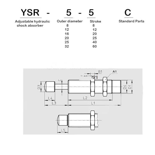 Amortisseur hydraulique YSR12-12 pièce unitaire