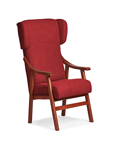 Abuelo A Gusto- Silla Con Brazos Y Orejas Apoya-Cabezas De Madera, Con Respaldo Recto Y Sentada Alta. Tamaño: 57x69x116 Cm. Cerezo, Granate Abuelo A Gusto- Silla Con Brazos Y Orejas Apoya-Cabezas De Madera, Con Respaldo Recto Y Sentada Alta. Tamaño: 57x69x116 Cm. Cerezo, Granate