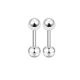 Juego de 8 pares de aretes de bola de acero inoxidable para cartílago, hélice, oreja, tornillo en la parte trasera, piercing para tragus, joyería de durabilidad
