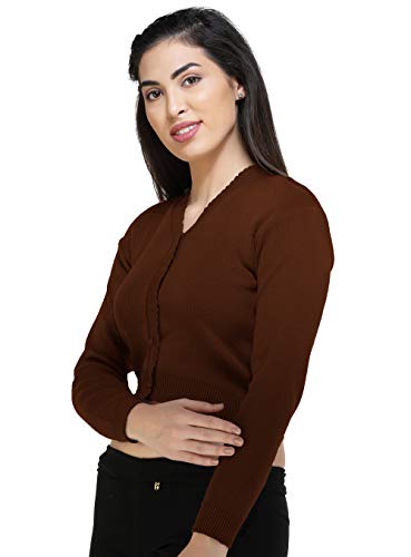 Image of Women Winter Wear V-Neck Full Sleeves Regular Fit Woollen Blouse