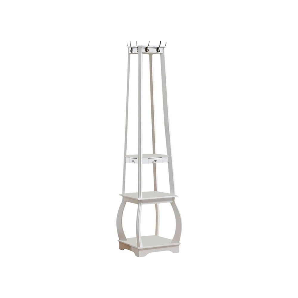 DFHS46JK Hat Rack Entryway Coat Rack With Storage Shelves And Drawer Tree For Coats, Hats, Scarves And Handbags for Office(White)