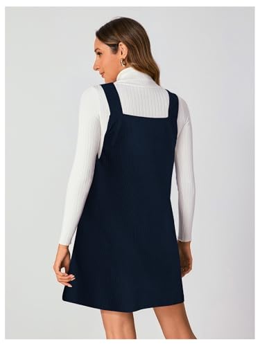 Image of Milumia Women V Neck Corduroy Overall Dress 2026 Spring Mini Pinafore Jumper Dress