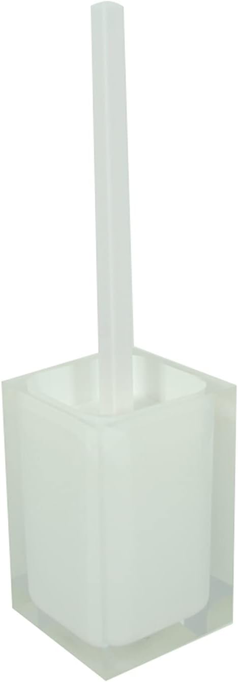Gedy Auckland Toilet Brush White, Dimensions and Weight: 37.5 x 9.8 x 9.8 cm & 0.85 kg, Made Transparent Resin, Toilet Brush R&D Design, Handmade, 2 Year Warranty