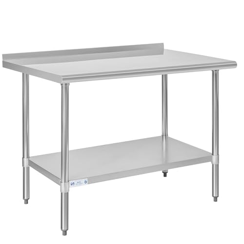 Hally Stainless Steel Table for Prep &amp; Work 30" x 48" with Backsplash NSF