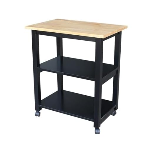 Black and Natural Microwave Cart for Kitchens
