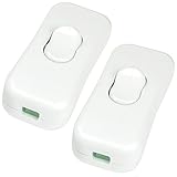Inline Appliance Switch, On-Off DPST Control Rocker Lamp Switch for Bedroom Table Lamp Desk LED Lights White (2Pack)