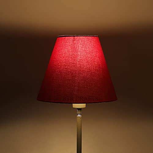 Image of 10 inch Inches, Small-Medium, Conical Lamp Shade, Cotton Fabric, Red color
