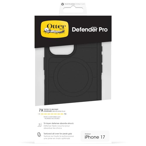OtterBox Defender Series Pro MagSafe cover per iPhone 17, custodia protettiva antiurto, a prova di caduta, protezione estrema, testata 7x norme MIL-STD 810G, Nero - Immagine 4