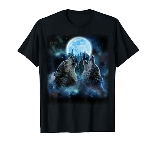 Graue Wölfe heulen in der Vollmondnacht, Wolf - T-Shirt