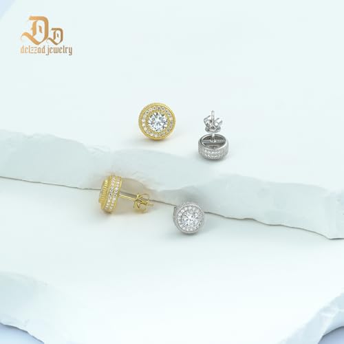 Jewelry S925 Round Moissanite Hip Hop Iced Out Halo Stud Earrings For Men Women Christmas Gifts4