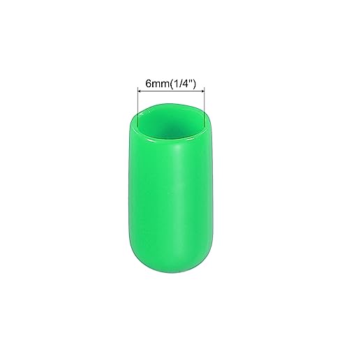 Image of MECCANIXITY 50pcs 1 /4 inch(6mm) Rubber End Caps Cover PVC Vinyl Screw Thread Protector Round Wire Shelf Caps for Screw Bolt Pipe Fence Post, Green